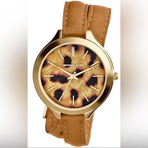 Michael Kors (MK 2327) Gold and Brown Animal Print Watch